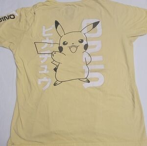 ThinkGeek Pokémon Pikachu Japanese Style T-shirt Mens XL  Yellow  Double-Sided